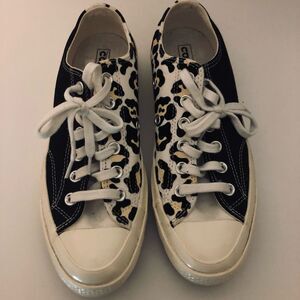 Converse Size 7 Black & Animal Print Sneakers